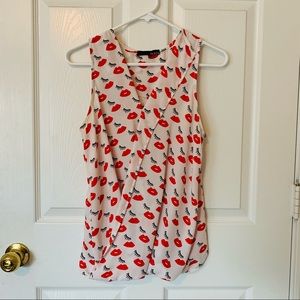 Lip and Eyelash Sleeveless Blouse